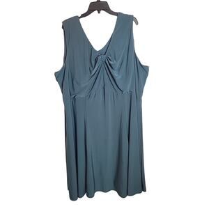 Roaman's Teal V-Neck Sleeveless Casual Shift Midi Dress Women's Plus Size 30W